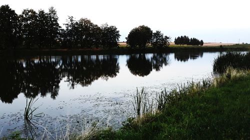 Scenic view of lake against clear sky