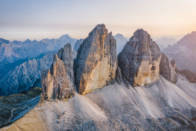 View of rock formations at sunset