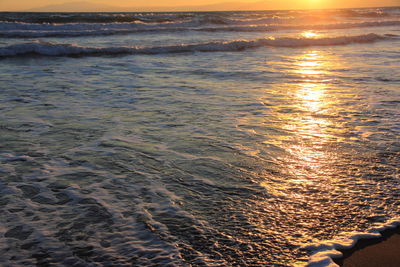 Scenic view of sea at sunset