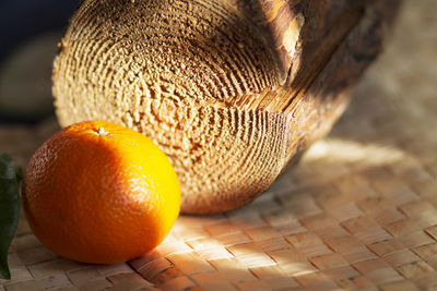 Close-up of orange on table