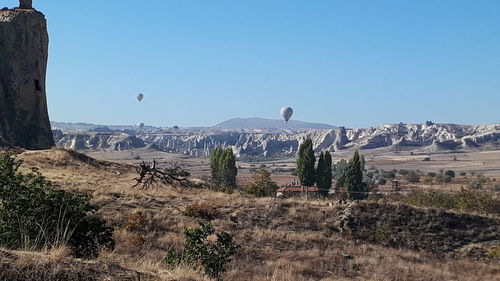 Scenic view of landscape against clear blue sky