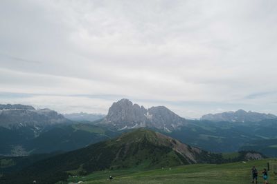 Green grass hills in seceda at the dolomites