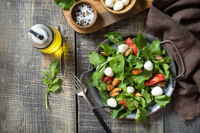 High angle view of food on table