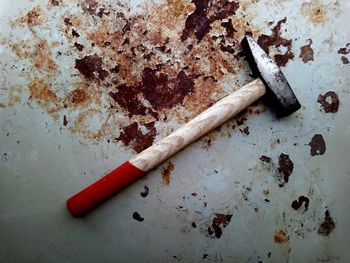 High angle view of stone wall