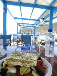 Close-up of drink served on table