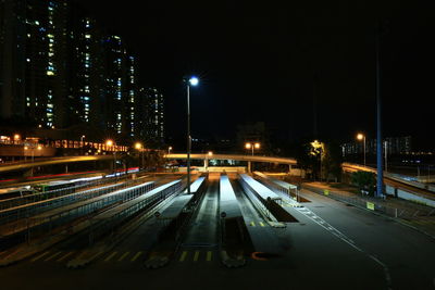 View of parking lot at night