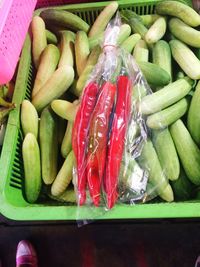 High angle view of fresh vegetables in market