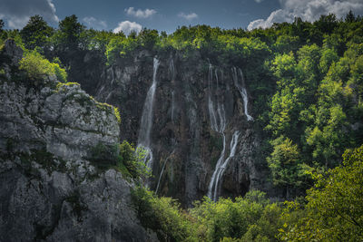 Scenic view of waterfall