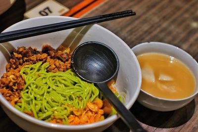 High angle view of food in bowl