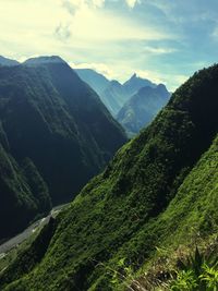 Scenic view of mountains against sky