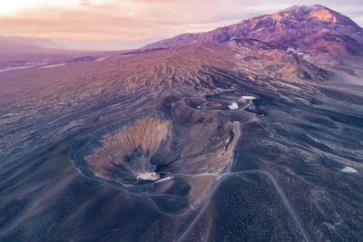 Sunrise in ubehebe crater. death valley, california. beautiful morning colors