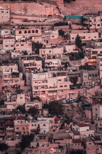 High angle view of buildings in city