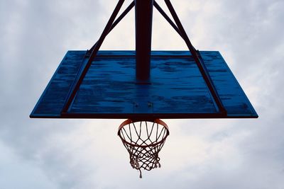 Basketball hoop silhouette on the street, street basket in bilbao city