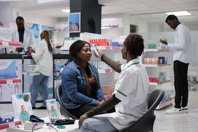 Business colleagues working at office