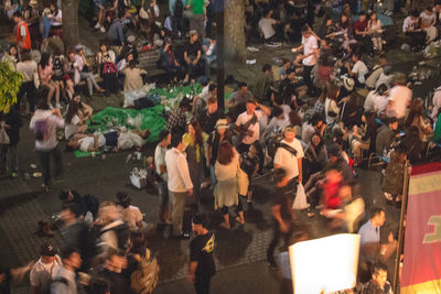 High angle view of crowd at music concert