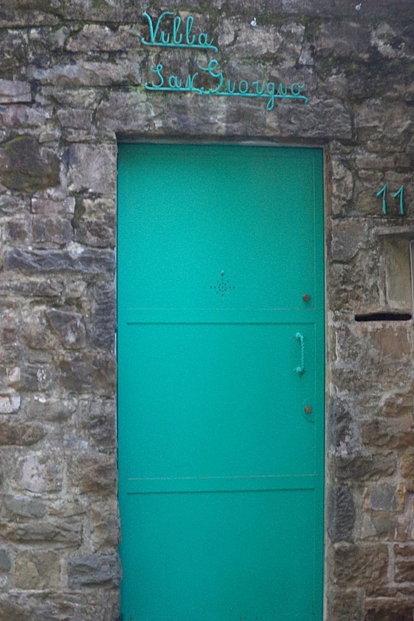 green, blue, architecture, built structure, wall, building exterior, door, entrance, wall - building feature, no people, closed, building, day, wood, outdoors, house, security, protection, turquoise, old, turquoise colored