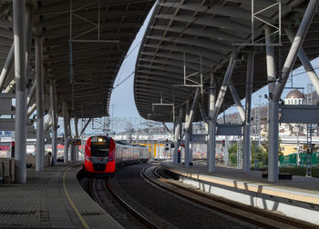 Train on railroad station platform