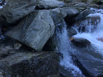 Water flowing through rocks