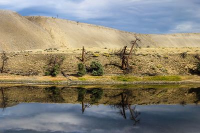 Scenic view of lake against sky