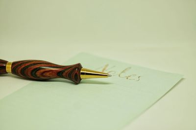 High angle view of book on table