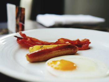 Close-up of breakfast served in plate