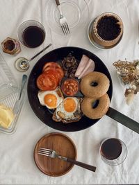 High angle view of food on table