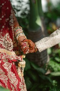 Cropped hand of woman holding plant