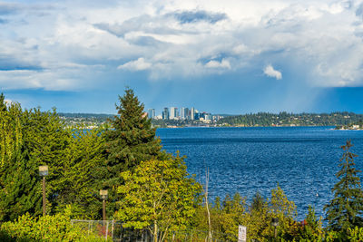 A view of bellevue across lake washington.