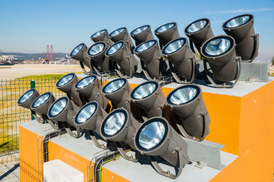 Close-up of machine part on wall