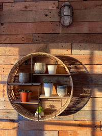 High angle view of wooden door