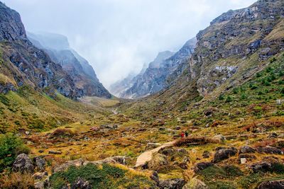 Scenic view of rocky mountains against sky