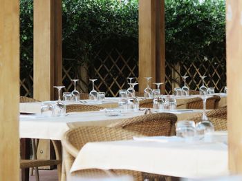 Close-up of empty dining table at restaurant