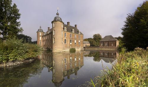 Reflection of buildings in lake