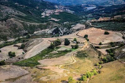 High angle view of mountain road