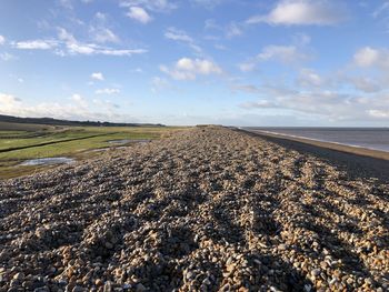 Surface level of road against sky