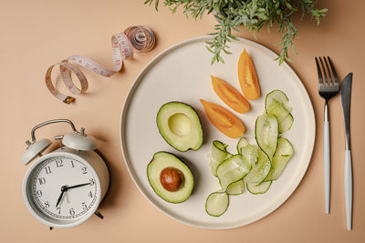 High angle view of food on table