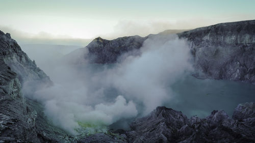 Beautiful ijen crater from the top of the mountain