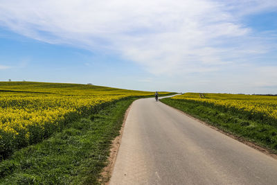 Beautiful view on countryside roads with fields in northern europe.