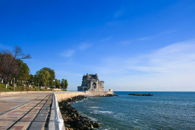 View of sea against blue sky