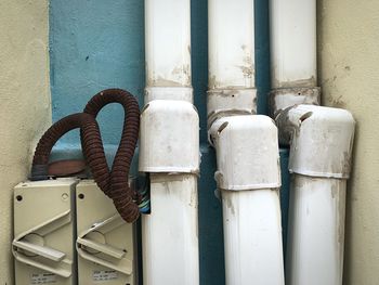 Close-up of pipes on wall