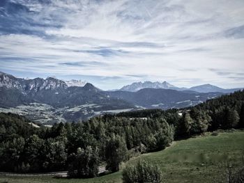 Scenic view of mountains against sky