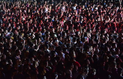 High angle view of people at night