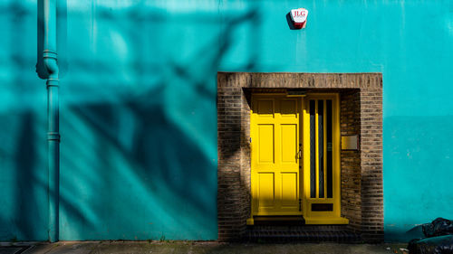 Closed door of building