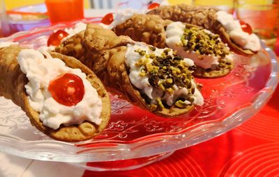 Close-up of food served in plate