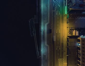 Digital composite image of illuminated lights at night