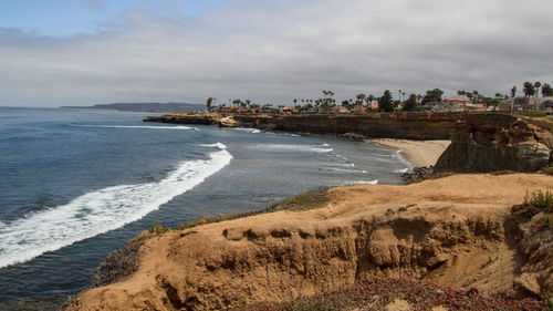 Scenic view of beach against sky