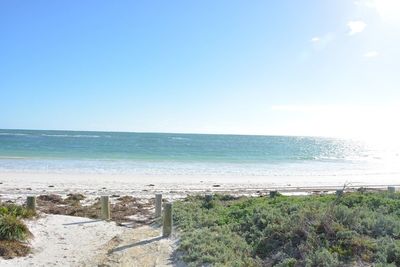 Scenic view of sea against clear sky