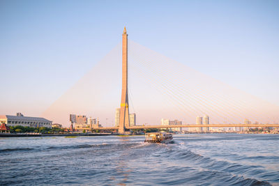 The rama viii bridge over the chao praya river in bangkok, thailand.