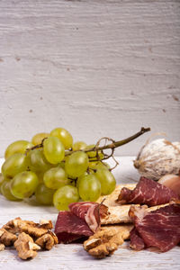 High angle view of food on table