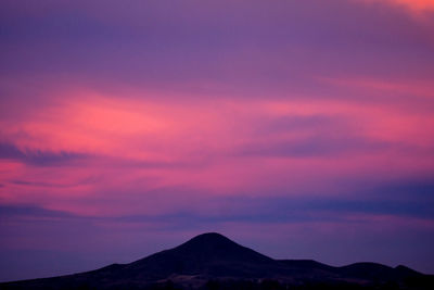 Scenic view of mountains against sky during sunset